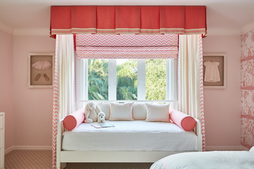 Light pink bedroom with hanging canopy