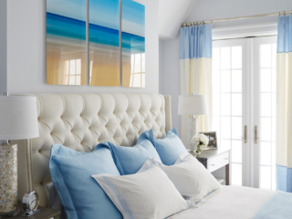 Baby blue and white bedroom