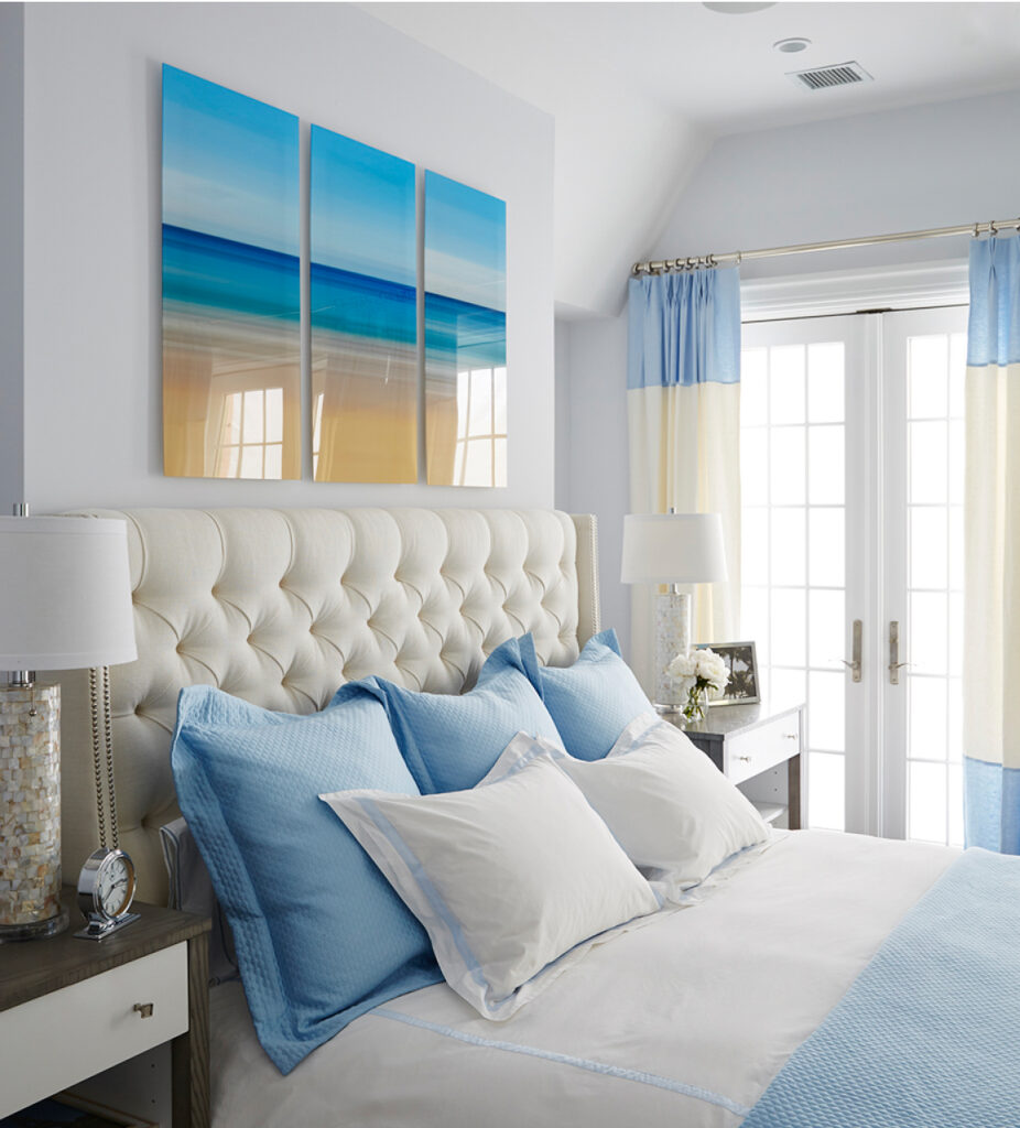 Baby blue and white bedroom