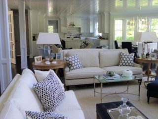 open floor plan with white kitchen