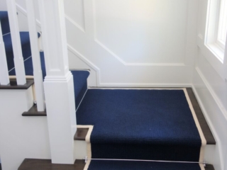 Navy and tan design stair runner