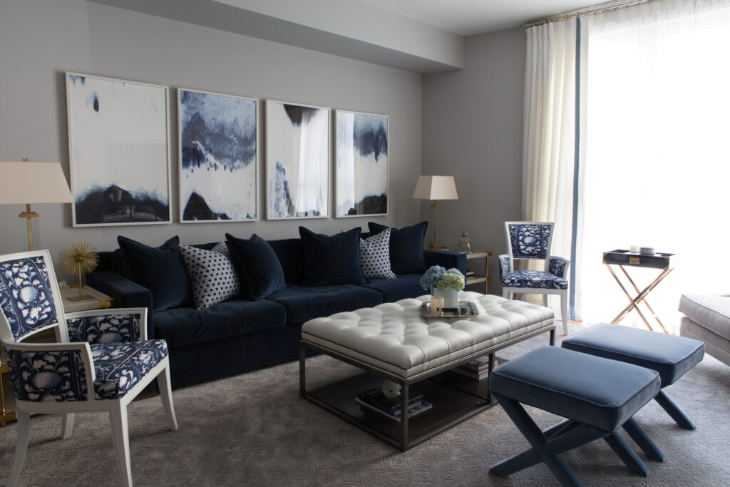 Navy and gray living room