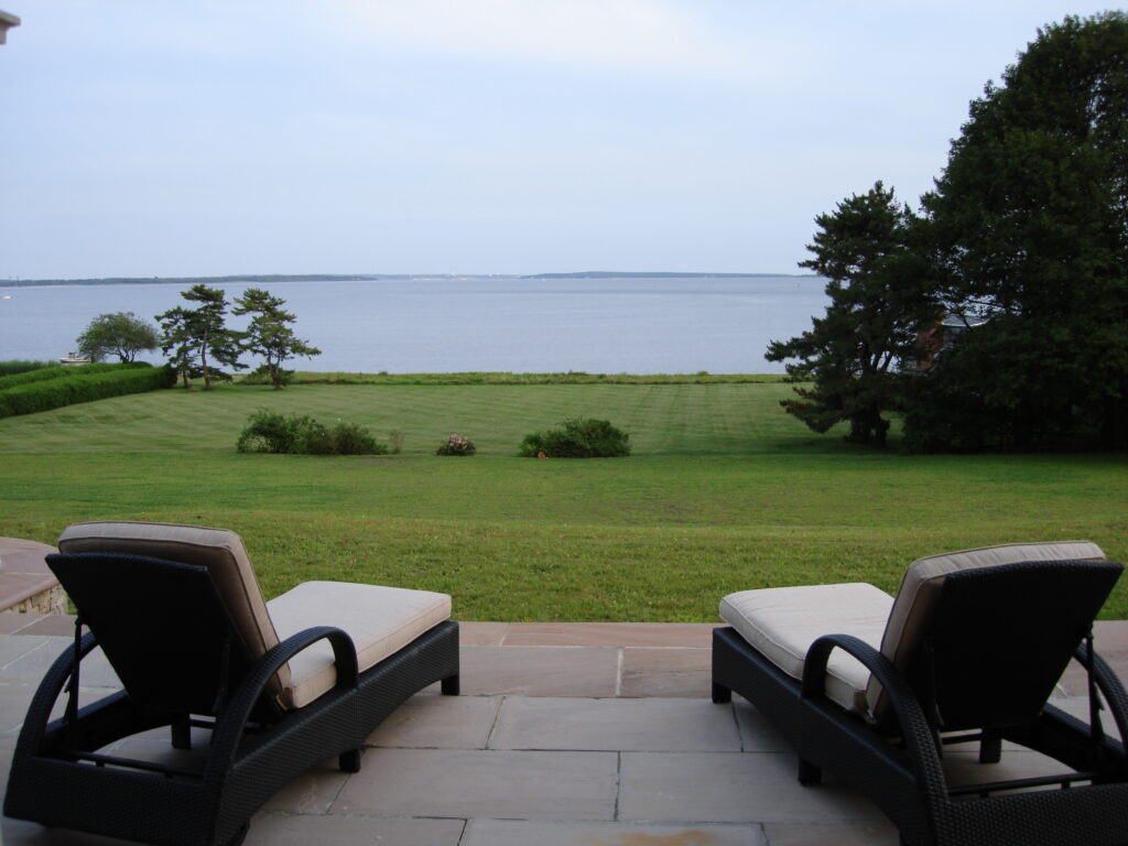 Lounge chairs overlooking lawn Rhode Island