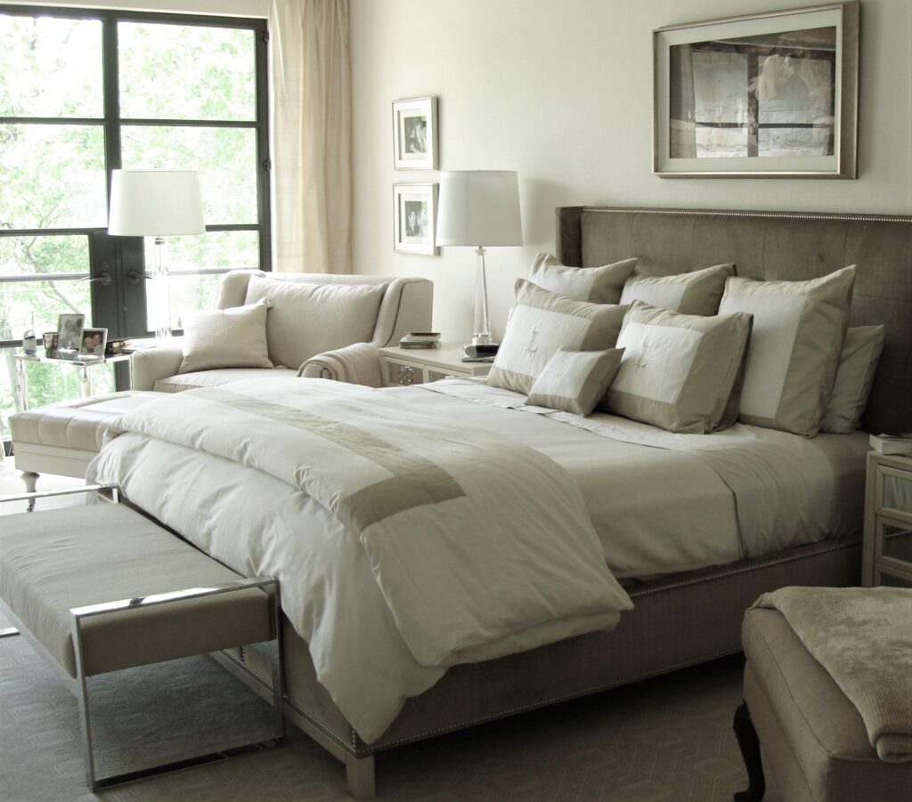 Light gray and white bedroom