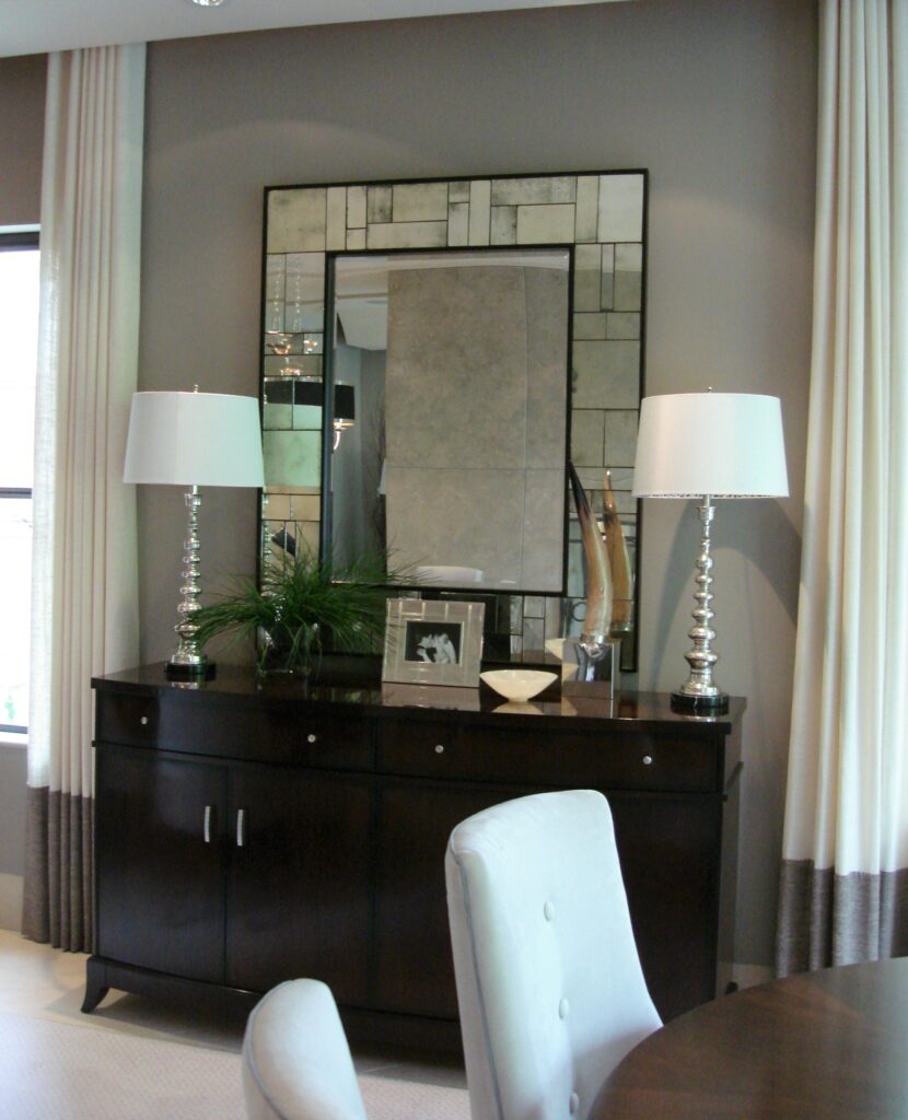 Console table with large mirror