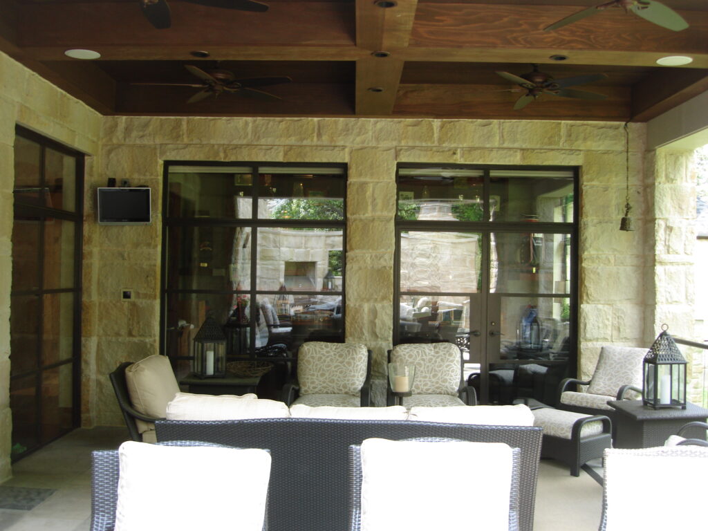 Covered stone patio