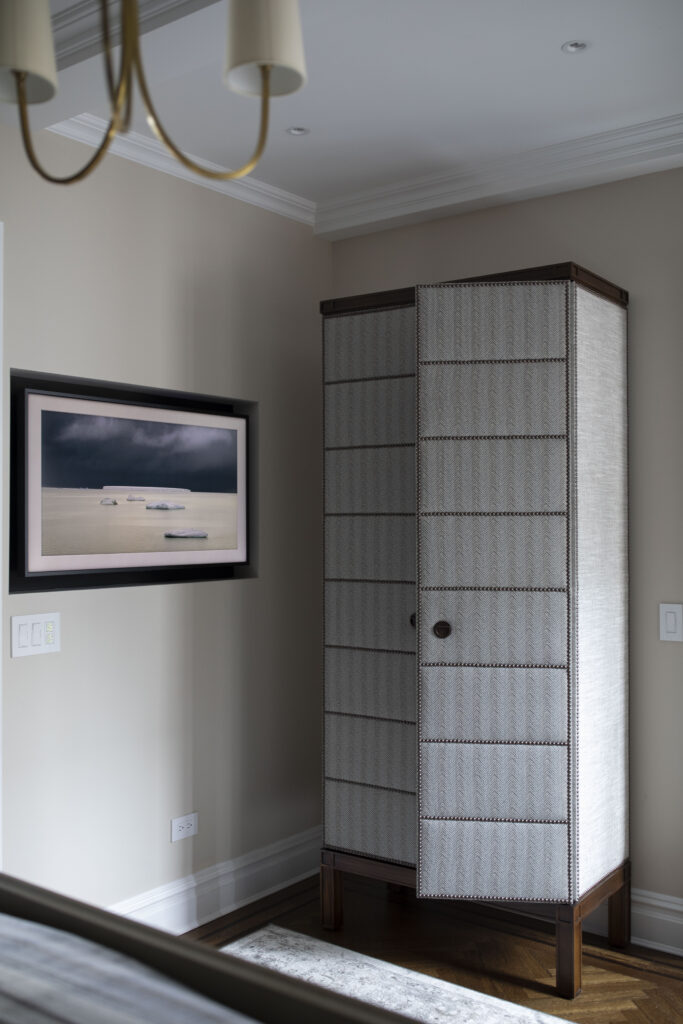 Wood and fabric armoire