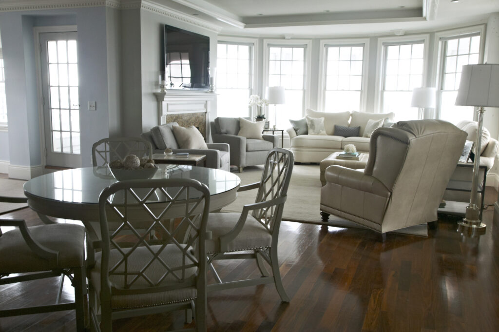 Light cream and gray open living room