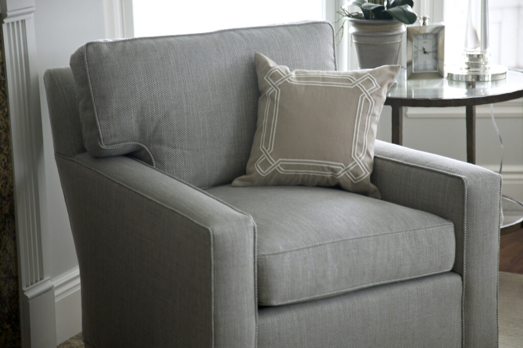 Gray living room arm chair