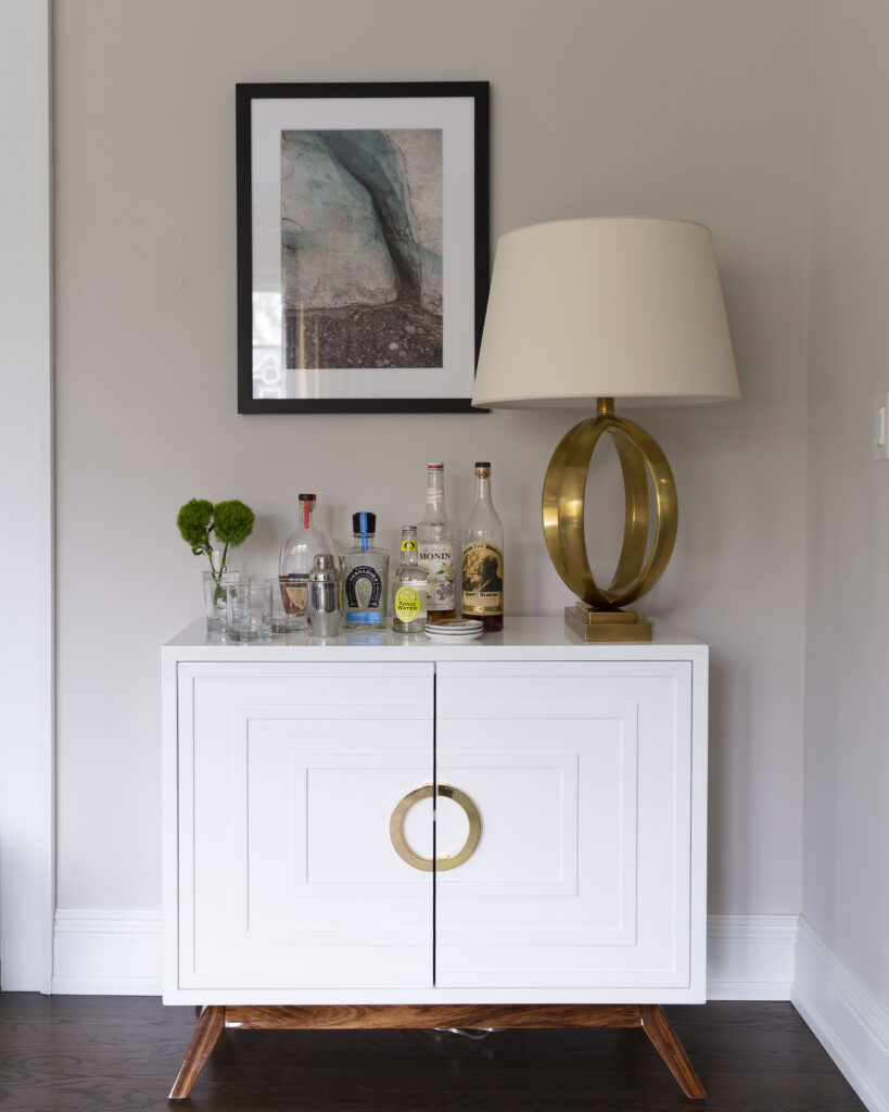 White and gold bar table