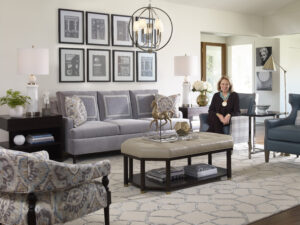 Leather and blue living room