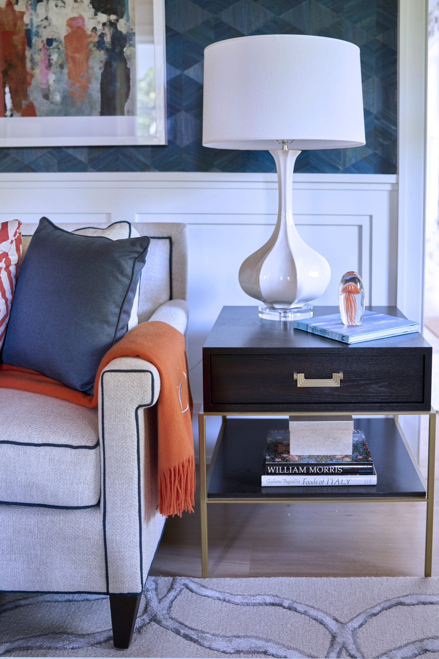 Side table with drawer and shelf