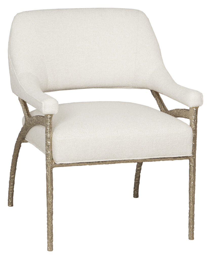 White and brushed brass chair