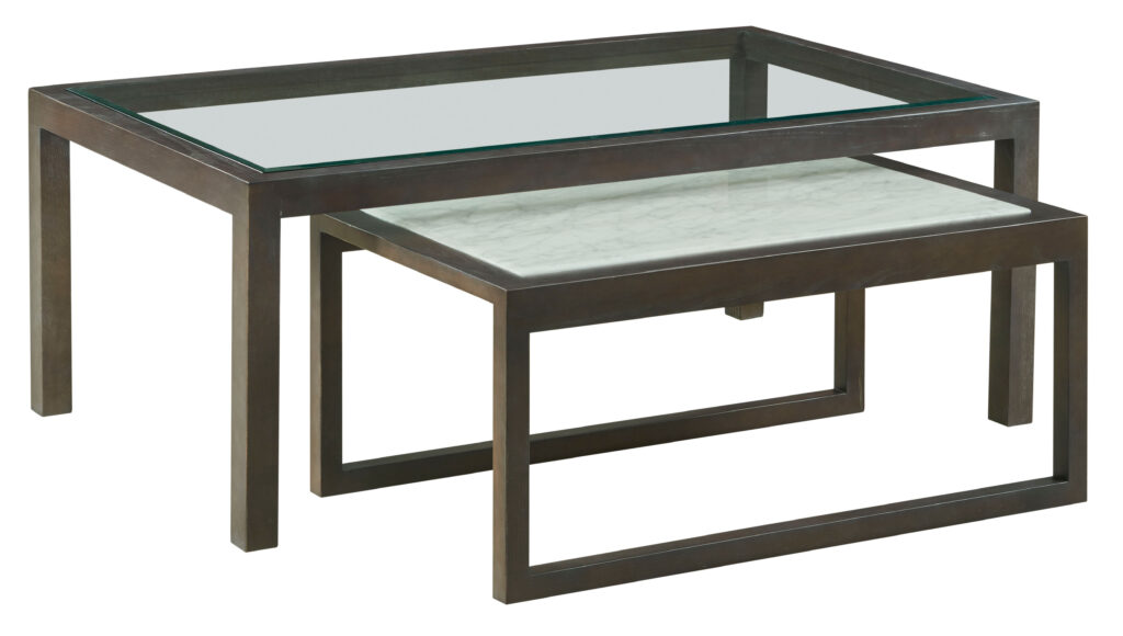 Marble and glass nesting table