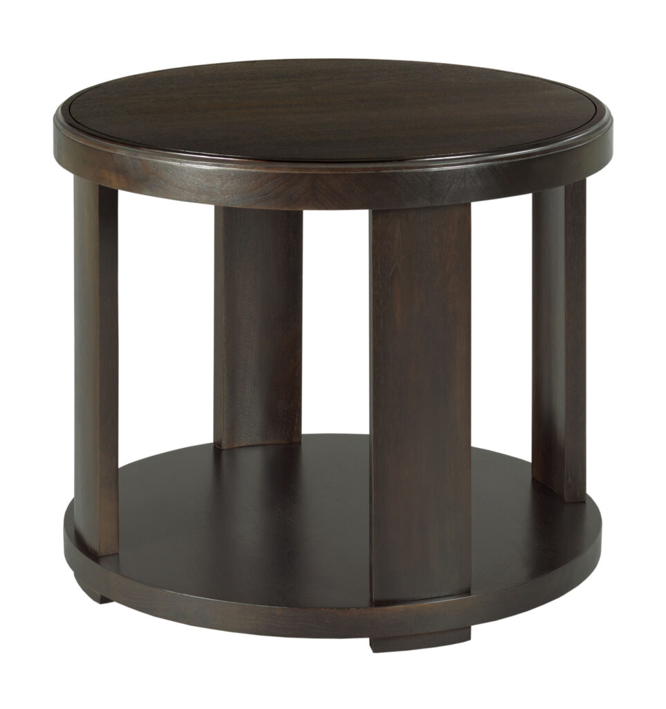 Round walnut end table