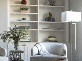 Built in book shelves with lower cabinets
