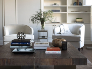 Rustic table in modern living room