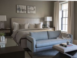 Crème and light blue bedroom