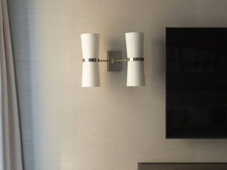 Sconces flanking Flatscreen