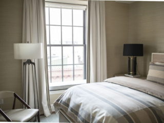 Cream and light blue bedroom