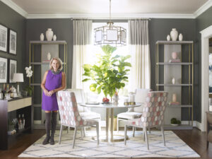 Pink accented dining room