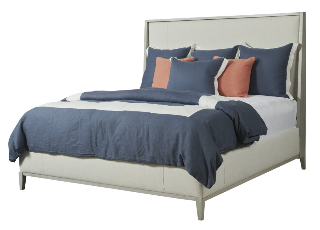 Beige fabric bed frame