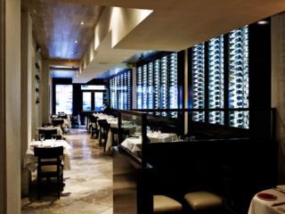 Restaurant full wall wine display NYC
