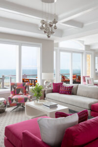 pink and white living room